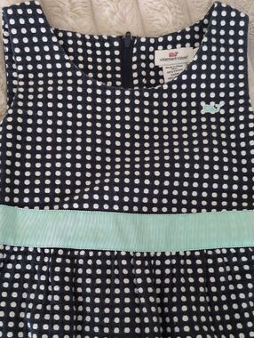 Vineyard Vines Navy and White Polka Dot Dress with Mint Waistband